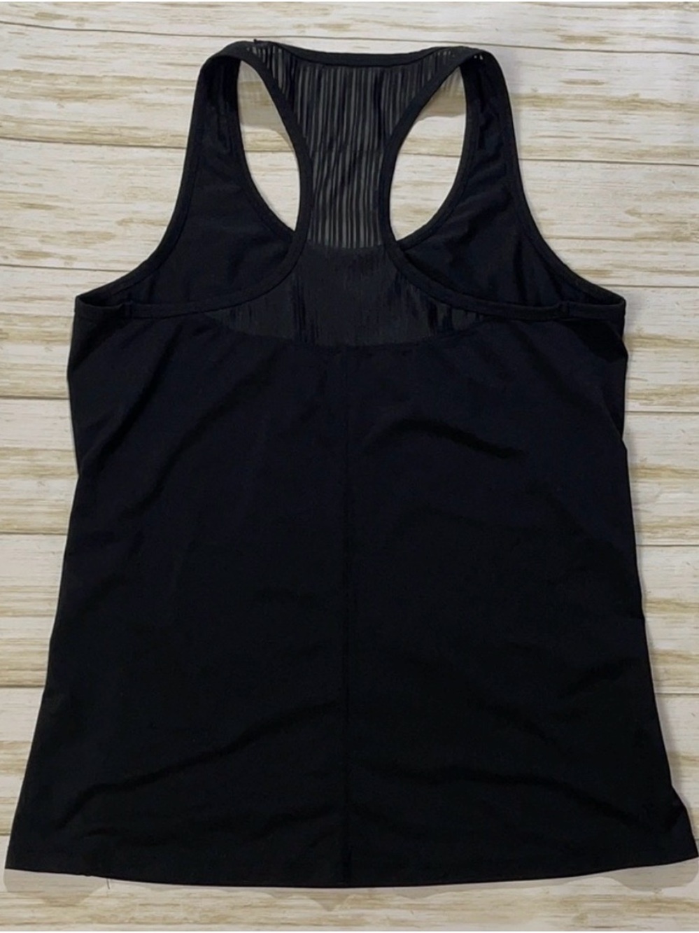 Marika Black Racerback Tank with Mesh Back Panel